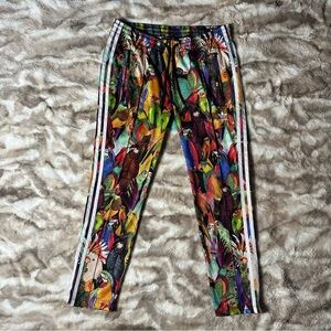 Adidas x Farm Rio Passaredo Parrots Cropped Track Pant Zipper Pockets Bird Print